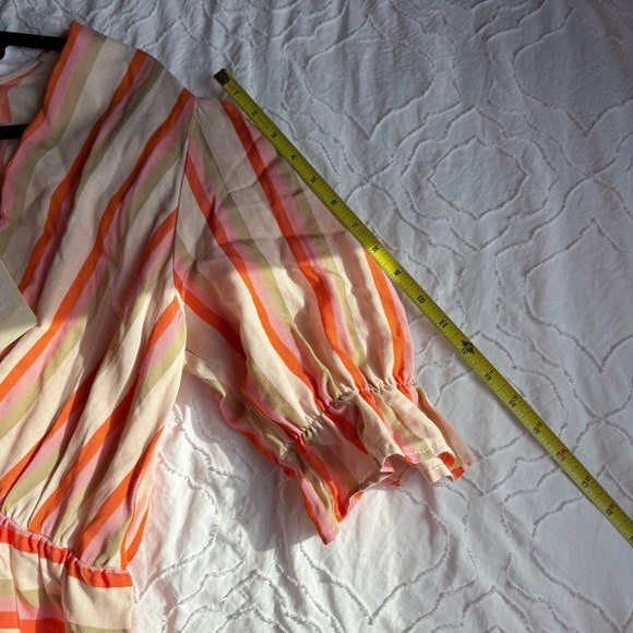 DX Collection Striped Orange and Pink Maxi Dress Drop Waist Cherry - Picture 5 of 6